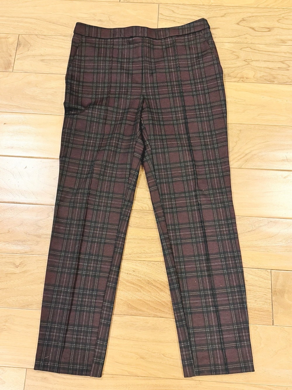 Jules & Leopold Burgundy and Black Plaid Women’s Pants